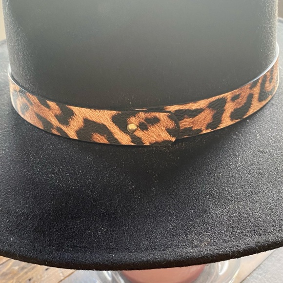 Black & cheetah wide brim hat - Picture 5 of 6